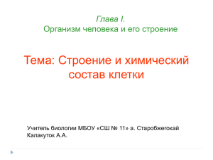 Тема: Строение и химический состав клетки Глава I. Организм человека и его строение