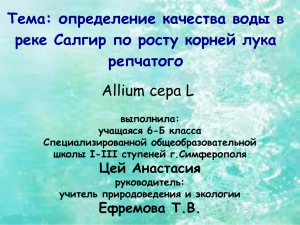 определение качества воды в реке Салгир по росту корней лука