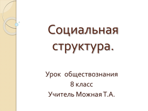 Социальная структура. Урок  обществознания 8 класс