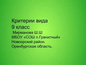 Критерии вида 9 класс Мирманова Ш.Ш МБОУ «СОШ п.Гранитный»