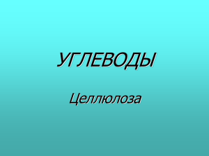 УГЛЕВОДЫ Целлюлоза