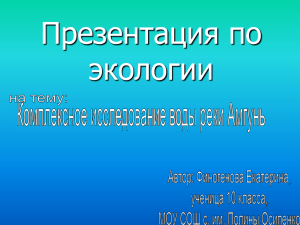 Комплексное исследование воды реки Амгунь