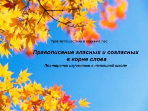 Правописание гласных и согласных в корне слова Повторение изученного в начальной школе