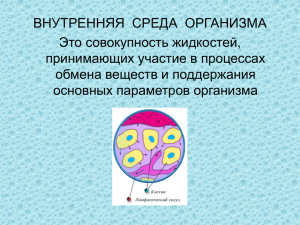 ВНУТРЕННЯЯ  СРЕДА  ОРГАНИЗМА Это совокупность жидкостей, принимающих участие в процессах