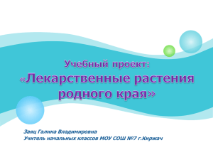 Учебный проект: «Лекарственные растения родного края»