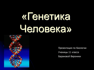 «Генетика Человека» Презентация по биологии Ученицы 11 класса