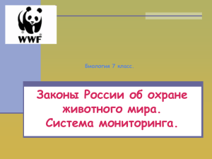 ЗАКОНЫ РОССИИ ОБ ОХРАНЕ ЖИВОТНОГО МИРА. СИСТЕМА