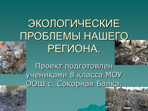 ЭКОЛОГИЧЕСКИЕ ПРОБЛЕМЫ НАШЕГО РЕГИОНА. Проект подготовлен