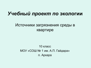 Учебный проект по экологии Источники загрязнения среды в