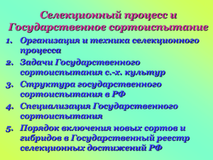 Селекционный процесс и Государственное сортоиспытание