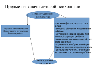 Предмет и задачи детской психологии Предмет детской психологии