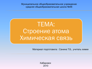 Строение атома Химическая связь