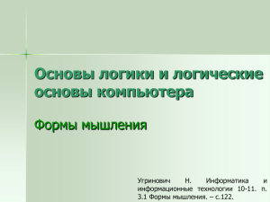 Основы логики и логические основы компьютера Формы мышления Угринович