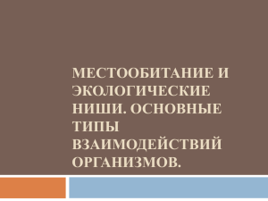 Местообитание и экологические ниши. Основные