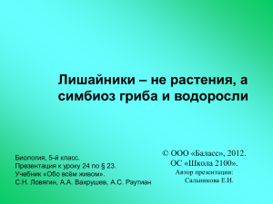 Лишайники – не растения, а симбиоз гриба и водоросли ОС «Школа 2100».