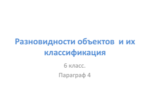 Разновидности объектов и их классификация