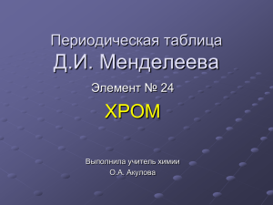 Д.И. Менделеева ХРОМ Периодическая таблица Элемент № 24