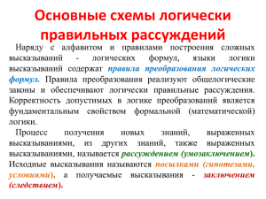 Основные схемы логически правильных рассуждений