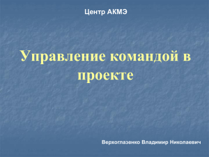 Управление командой в проекте Центр АКМЭ Верхоглазенко Владимир Николаевич