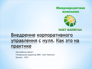 Внедрение корпоративного управления с нуля. Как это на практике Микрокредитная