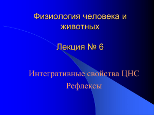 Физиология человека и животных Лекция № 6 Интегративные свойства ЦНС