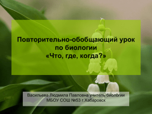 Повторительно-обобщающий урок по биологии «Что, где, когда?» Васильева Людмила Павловна учитель биологии