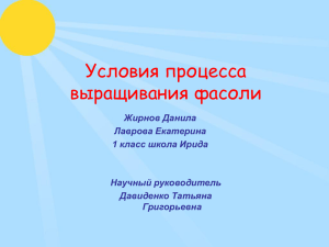 Условия процесса выращивания фасоли Жирнов Данила Лаврова Екатерина