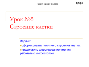 Урок №5 Строение клетки Задачи: сформировать понятие о строении клетки;