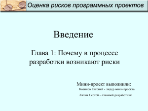 Введение Глава 1: Почему в процессе разработки возникают риски Мини-проект выполнили: