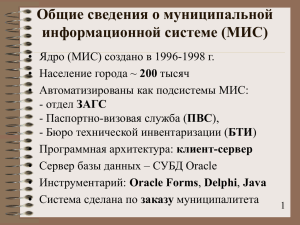 Общие сведения о муниципальной информационной системе (МИС)