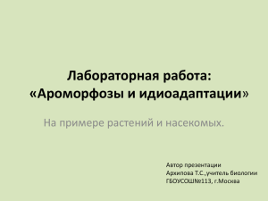 Лабораторная работа: «Ароморфозы и идиоадаптации На примере растений и насекомых. Автор презентации