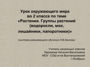 Урок окружающего мира во 2 классе по теме «Растения. Группы растений (водоросли, мхи,