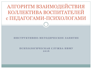 АЛГОРИТМ ВЗАИМОДЕЙСТВИЯ ВОСПИТАТЕЛЬНОГО