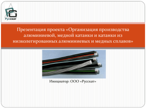 Презентация проекта «Организация производства алюминиевой, медной катанки и катанки из