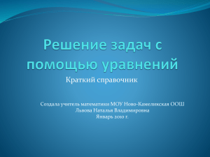 Краткий справочник Создала учитель математики МОУ Ново-Камеликская ООШ Львова Наталья Владимировна