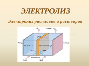 Электролиз расплавов и растворов Электролиз