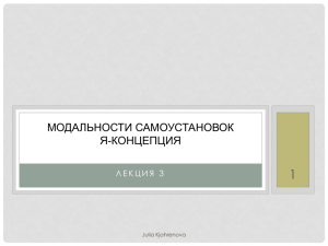 три основные модальности самоустановок 1. Реальное Я