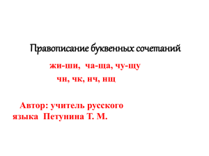 Правописание буквенных сочетаний жи-ши,  ча-ща, чу-щу чн, чк, нч, нщ