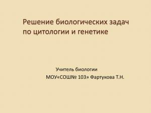 Решение биологических задач по цитологии и генетике Учитель биологии МОУ«СОШ№ 103» Фартукова Т.Н.