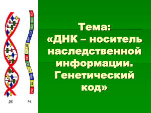 Тема: «ДНК – носитель наследственной информации.