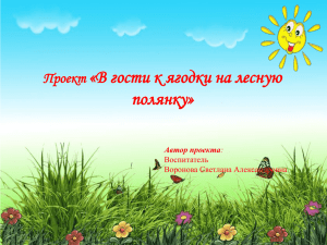 «В гости к ягодки на лесную полянку» Проект Автор проекта