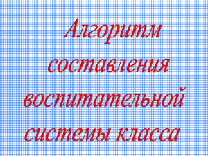 Алгоритм построения системы воспитательной работы