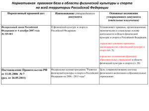 Нормативная база в области физической культуры и спорта.