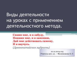 Виды деятельности на уроке (презентация)