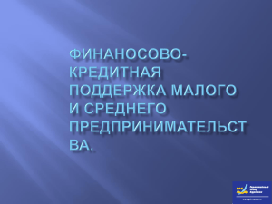 Финансово-кредитная поддержка субъектов малого и среднего