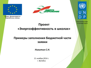 Проект «Энергоэффективность в школах» Примеры заполнения бюджетной части заявки