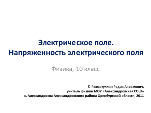 Электрическое поле. Напряженность электрического поля