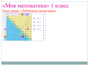 «Моя математика» 1 класс Тема урока: «Табличное вычитание»