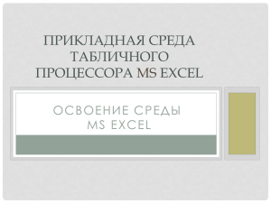 ПРИКЛАДНАЯ СРЕДА ТАБЛИЧНОГО ПРОЦЕССОРА EXCEL