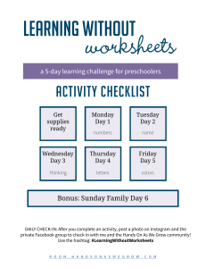 LearningWithoutWorksheets2018 Daily Activity Checklist